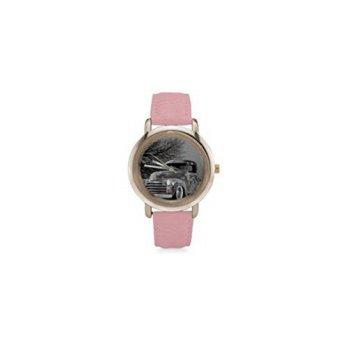 [poledit] Old Truck Watch Birthday Gift Classic Farm Truck Design Women`s Rose Gold Leathe/12880622