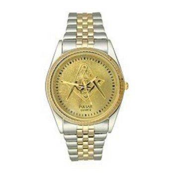 [poledit] Pulsar Two-tone Bracelet Masonic Symbol Gold Dial Men`s watch PXF108M (T1)/13109074