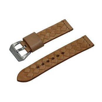 [poledit] SWISS REIMAGINED 22mm Light Tan Woven Italian Leather Watch Band with Satin Fini/12679009