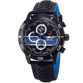 [poledit] Shark Mens SH332 Quartz Chronograph Day/Date Black Leather Wrist Watch (T1)/12676237