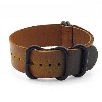 [poledit] StrapsCo 18mm Tan Burnt Faded Vintage Style Leather G10 Nato Zulu Watch Strap w//12673416