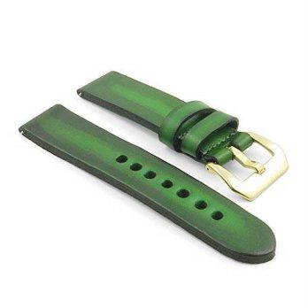 [poledit] StrapsCo 18mm Vintage Green 4mm Thick Leather Watch Strap w/ PVD Yellow Gold Pre/12673611