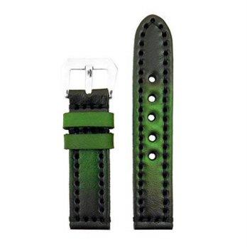 [poledit] StrapsCo 18mm Vintage Thick Leather Watch Band in Green with Heavy Duty Black St/12673434