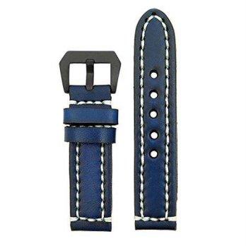 [poledit] StrapsCo 20mm Vintage Thick Leather Watch Band in Blue with Heavy Duty White Sti/12673552