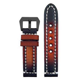 [poledit] StrapsCo 20mm Vintage Thick Leather Watch Band in Rust with Heavy Duty White Sti/12673468