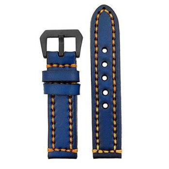 [poledit] StrapsCo 20mm Vintage Thick Leather Watch Band in Blue with Heavy Duty OrangeSti/12673415