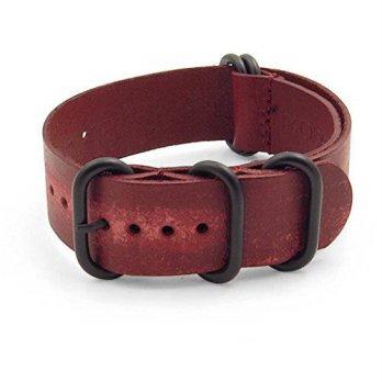 [poledit] StrapsCo 22mm Red Distressed Vintage Style Leather G10 Nato Zulu Watch Strap w/ /12673399