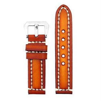 [poledit] StrapsCo 24mm Vintage Thick Leather Watch Band in Tan with Heavy Duty White Stit/12673582