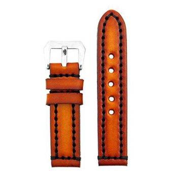 [poledit] StrapsCo 24mm Vintage Thick Leather Watch Band in Tan with Heavy Duty Black Stit/12673195