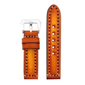 [poledit] StrapsCo 26mm Vintage Thick Leather Watch Band in Tan with Heavy Duty Stitching /12673201