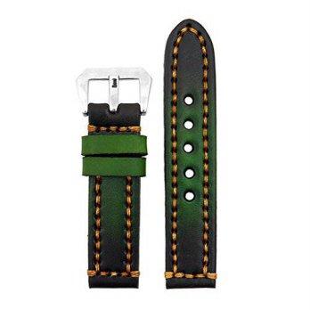 [poledit] StrapsCo 26mm Vintage Thick Leather Watch Band in Green with Heavy Duty Orange S/12673593