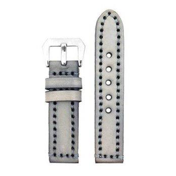 [poledit] StrapsCo 26mm Vintage Thick Leather Watch Band in Grey with Heavy Duty Stitching/12673565