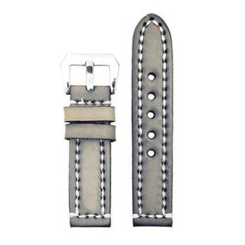 [poledit] StrapsCo 26mm Vintage Thick Leather Watch Band in Grey with Heavy Duty White Sti/12682342