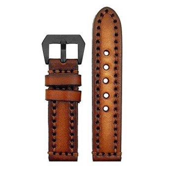 [poledit] StrapsCo 26mm Vintage Thick Leather Watch Band in Brown with Heavy Duty Stitchin/12673430