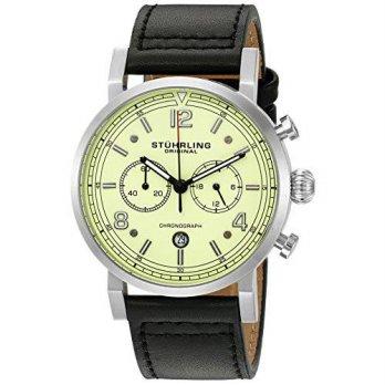 [poledit] Stuhrling Original Men`s `Aviator` Quartz Stainless Steel and Leather Dress Watc/13109373