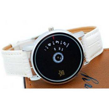 [poledit] TUM Womens Round Calendar Analog Wrist Watches with White Leather Band (T1)/12664301