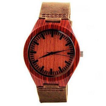 [poledit] Wo Fat Chin Handmade Wooden Watch Made with Natural Red Sandalwood in Brown Leat/12881887