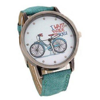 [poledit] YeSiYan Yesiyan Unisex Vintage Novelty Ride Bicycle Quartz Watch with Denim Stra/12882045