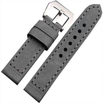 [poledit] Ymid Select Grey Genuine Leather Wristwatch Watch Band Strap Mens Stainless Stee/12673751