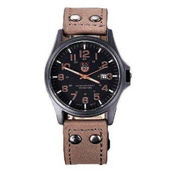 [poledit] Yoyorule Vintage Mens Waterproof Date Leather Strap Sport Quartz Army Watch Brow/12674326