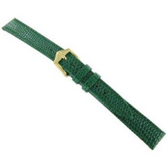 [worldbuyer] 12mm Hirsch Rainbow Lizard Grain Stitched Green Flat Genuine Leather Watch Ba/1347605