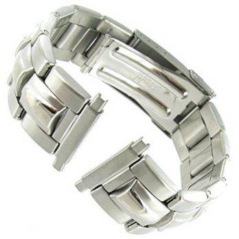 [worldbuyer] 16-22mm Speidel Silver Tone Semi-Solid Link Stainless Steel Deployment Buckle/1353619