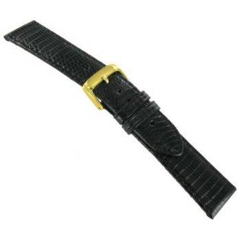 [worldbuyer] 18mm Speidel Genuine Padded Stitched Lizard Black Watch Band Regular/1350670