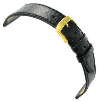 [worldbuyer] 20mm Milano Black Genuine Italian Leather Padded Stitched Watch Band Long 753/1342289