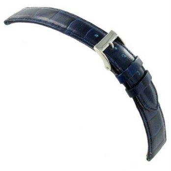 [worldbuyer] 20mm Milano Genuine Leather Alligator Grain Blue Stitched Watch Band/1401591