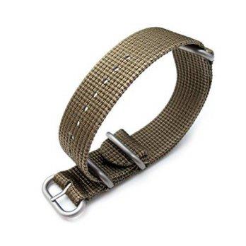 [worldbuyer] 20mm Zulu Watch Band, MiLTAT 3 Rings 3D woven nylon armband, Khaki, Brushed H/1402075