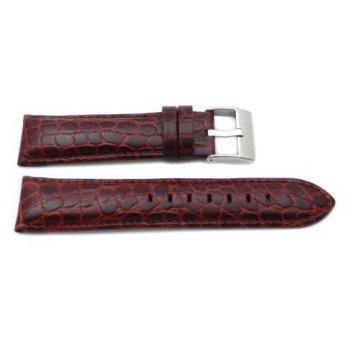 [worldbuyer] 22mm Burgandy Croco Grain Heavy Padded Leather Watchband By Toscana/1360688