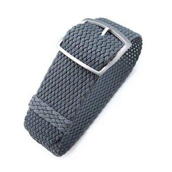 [worldbuyer] 22mm MiLTAT Perlon Watch Strap, Braided Nylon Dark Grey, Sandblasted Ladder L/1352540