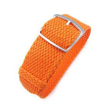 [worldbuyer] 22mm MiLTAT Perlon Watch Strap, Braided Nylon Orange, Sandblasted Ladder Lock/1355179