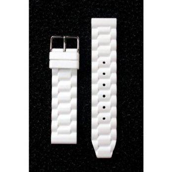 [worldbuyer] 22mm New Pearl White Rubber/Silicone Watchband by Toscana/1351020