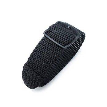 [worldbuyer] 24mm MiLTAT Perlon Watch Strap, Braided Nylon Black, PVD BK Ladder Lock Slide/1354571