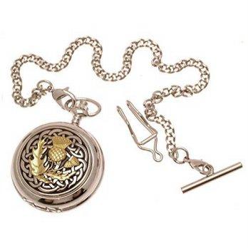 [worldbuyer] AEW Pocket watch - Solid pewter fronted quartz pocket watch - Two Tone celtic/1349675