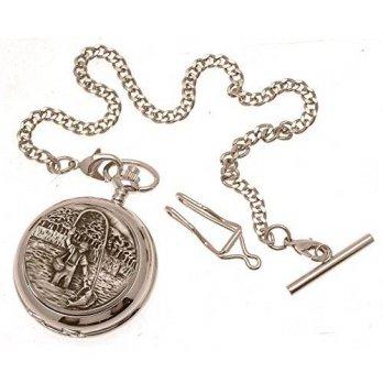 [worldbuyer] AEW Solid pewter fronted mechanical skeleton pocket watch - Fly Fishing desig/1341141