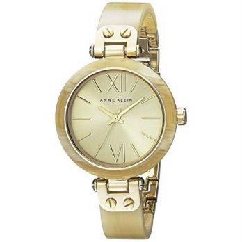 [worldbuyer] Anne Klein Womens 109652CHHN Gold-Tone Horn Plastic Bezel and Bangle Bracelet/1377367