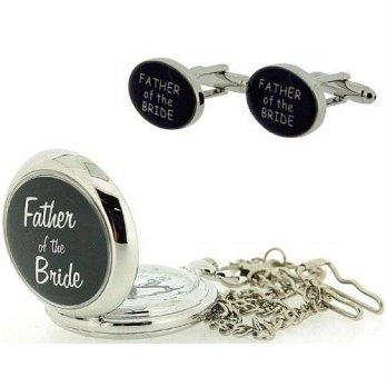 [worldbuyer] BOXX Boxx Father Of the Bride Pocket Watch With 12 Chain + Cufflinks Xmas Gif/1344522