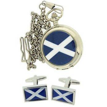 [worldbuyer] BOXX Boxx Scotland Scottish Pocket Watch on a 12 Inch Chain + Cufflinks Xmas /1344438