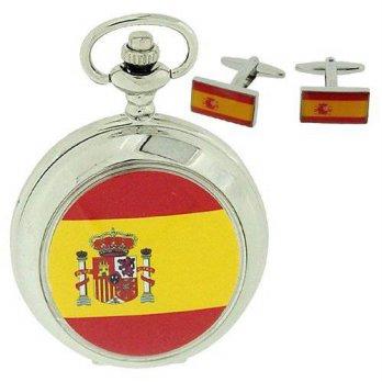 [worldbuyer] BOXX Boxx Spanish Flag Pocket Watch With 12 Chain + Cufflinks Ideal Xmas Gift/1344668