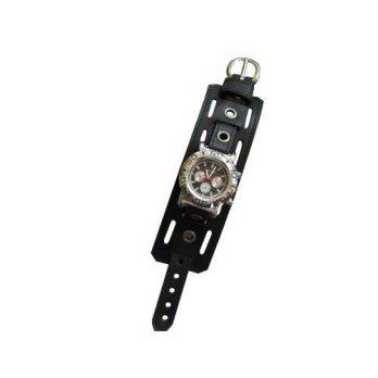 [worldbuyer] BULLDOG LEATHER WORKS 2 INCH WIDE BLACK LEATHER WATCHBAND,WRISTBAND,CUFF/1356156