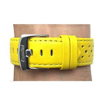 [worldbuyer] Bandini 24mm Yellow Vented Racer Genuine Leather Watch Strap Band, with Stain/1356615