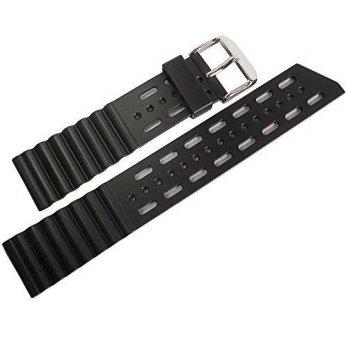 [worldbuyer] Bonetto Cinturini 20mm Black Rubber Mens Watch Strap Model 282/1402625