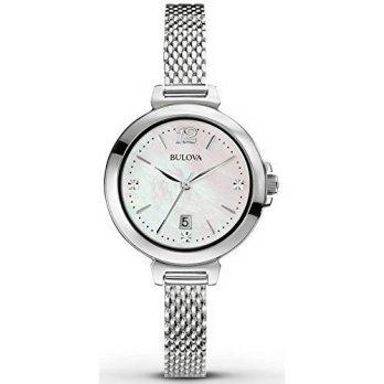 [worldbuyer] Bulova Womens 96P150 Diamond Gallery Analog Display Japanese Quartz White Wat/1377285