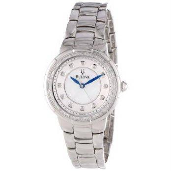 [worldbuyer] Bulova Womens 96R174 Diamond-Set Case Watch in Silver Tone/1374503