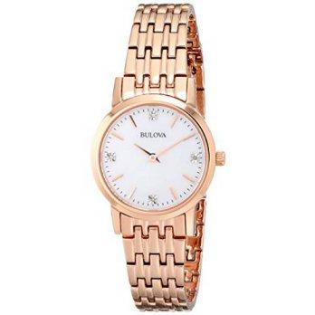 [worldbuyer] Bulova Womens 97P106 Diamond Gallery Analog Display Japanese Quartz Rose Gold/1377220