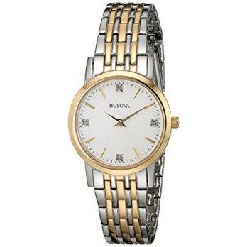 [worldbuyer] Bulova Womens 98P115 Diamond Accented Silver-Tone Bracelet Watch/1376057