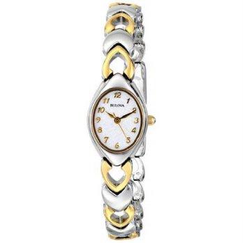 [worldbuyer] Bulova Womens 98V02 White Patterned Bracelet Watch/1375071