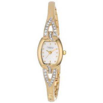 [worldbuyer] Caravelle by Bulova Womens 45L79 Crystal Accented Silver and White Dial Watch/1377342